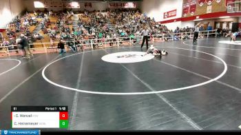 91 lbs Champ. Round 2 - Channing Wenzel, Powell Middle School vs Cade Heinemeyer, Worland Middle School