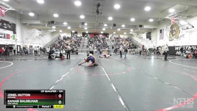 120 lbs Cons. Round 2 - Kamari Baldelmar, San Dimas vs Jonel Hutton, Oxnard