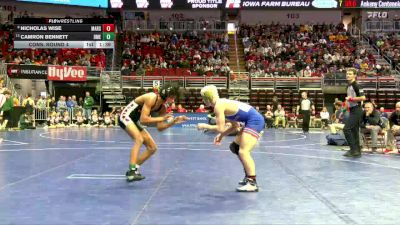 3A-138 lbs Cons. Round 4 - Camron Bennett, Des Moines East vs Nicholas Wise, Marshalltown