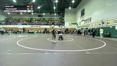 144 lbs Cons. Round 1 - Logan Law, Redlands East Valley vs Milad Sharif, Millikan