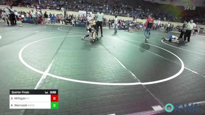 58 lbs Quarterfinal - August Milligan, Pauls Valley Panther Pinners vs Aiden Warnock, Woodward Youth Wrestling