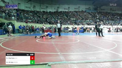 88 lbs Round Of 32 - Sawyer Dorton, Grove Takedown Club vs Aden Arres, Moore JH