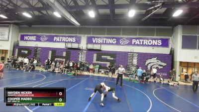 98 lbs Quarterfinal - Hayden Hicken, Wasatch Wrestling Club vs Cooper Madeo, Sky View JH