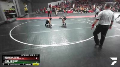 84 lbs Cons. Round 3 - Axel Johnson, Northwestern vs Brady Oleson, Winneconne Youth Wrestling