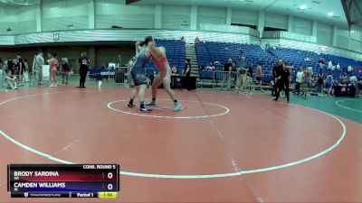 215 lbs Cons. Round 5 - Brody Sardina, WI vs Camden Williams, IN