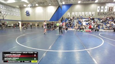 135 lbs Quarterfinal - Landon Sinclear, Uintah Jr High Wrestling vs Nathan Cefalo, Box Elder Stingers