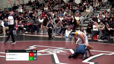 141 lbs Damian Alverez, California Baptist vs Daniel Miranda, Arizona State