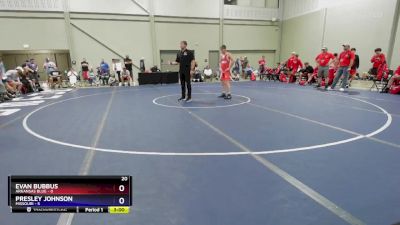 132 lbs Quarterfinals (8 Team) - Evan Bubbus, Arkansas Blue vs Presley Johnson, Missouri