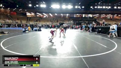 106 lbs Semifinal - Zane Walker, First Baptist Academy vs Dallin Filetti, Triangle Wrestling