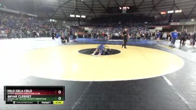 92 lbs Cons. Round 1 - Milo Dela Cruz, Kitsap Ironman Wrestling Club vs Bryar Clerget, Enumclaw Yellow Jackets Wrestling Club