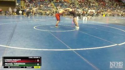 220 lbs Cons. Round 2 - Michael Torgerson, Grand Forks Central vs Lykken Parlett, Bismarck Century