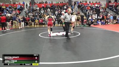 125 lbs 1st Place Match - Anna O`Rear, West Delaware vs Keston Spratt, Williamsburg