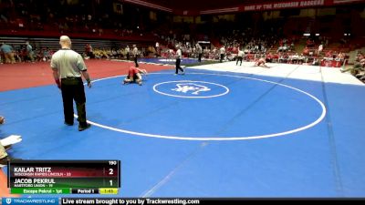 190 lbs D1 - Quarter-finals (fri 5:30 P.m.) - Kailar Tritz, Wisconsin Rapids Lincoln vs Jacob Pekrul, Hartford Union