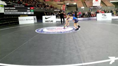 Intermediate Boys - 59 lbs Cons. Round 2 - Adlan Afaunov, Elk Grove Wrestling Academy vs Rhett Olson, Turlock Wrestling Club