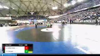 2A 285 lbs Semifinal - Alonzo Vargas, East Valley (Spokane) vs Logan Lisherness, White River