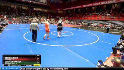 285 lbs D1 - Quarter-finals (fri 5:30 P.m.) - Ben Krueger, Kaukauna vs Gunnar Hanson, Waukesha West