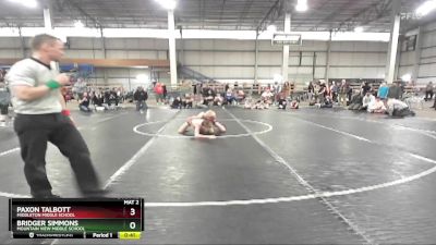 95 lbs Cons. Round 3 - Bridger Simmons, Mountain View Middle School vs Paxon Talbott, Middleton Middle School