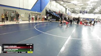 76 lbs Quarterfinal - Owen Loveless, Sanderson Wrestling Academy vs Braxton Hansen, Delta Wrestling Club