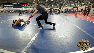 43 lbs Round Of 32 - Finlee Bowman, Team Tulsa Wrestling Club vs Zayden Lewis, Team Nomad