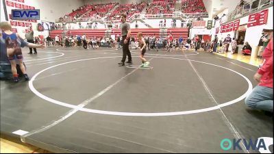 49 lbs Quarterfinal - Kash Redditt, Harrah Little League Wrestling vs Brylen Buckner, Weatherford Youth Wrestling