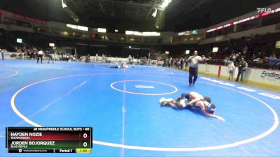 88 lbs Semifinal - Hayden Nozie, Roughriders vs Jorden Bojorquez, Blue Devils