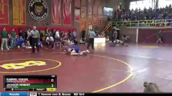 145 lbs Champ. Round 1 - Gabriel Voegel, Evansville Mater Dei vs Jackson Neibert, Indian Creek
