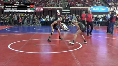 95 lbs Cons. Round 4 - Kyson Haskell, Moorcroft Mat Masters vs Kobbe Smith, Tongue River Wrestling Club