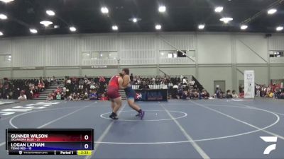 220 lbs Quarterfinals (8 Team) - Gunner Wilson, Oklahoma Blue vs Logan Latham, Texas Red