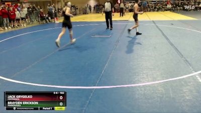 102 lbs Semifinal - Brayden Erickson, Minnewaska vs Jack Grygelko, Centennial