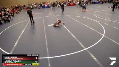 47-50 lbs Cons. Round 2 - John LaMere, Centennial Youth Wrestling vs Lincoln Phillips, CP Takedown Club