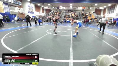 132 lbs Champ. Round 1 - Jimmy Loya, Fountain Valley vs Nabeel Ahmad, Woodbridge