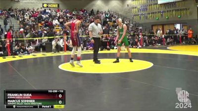 112 lbs Cons. Round 2 - Marcus Sommier, Sonoma Valley Youth Wrestling vs Franklin Suda, Albiani Middle School