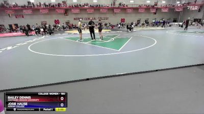 180 lbs Cons. Round 2 - Josie Hause, Adrian College vs Bailey Dennis, Southern Oregon University