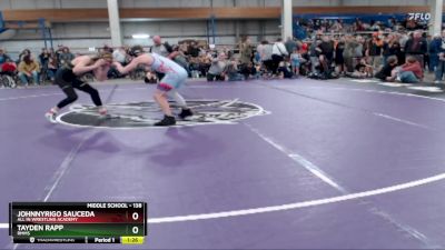 138 lbs Quarterfinal - Tayden Rapp, RMMS vs JohnnyRigo Sauceda, All In Wrestling Academy