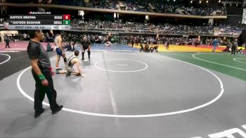 5A 144 lbs Champ. Round 1 - Hayden Basham, Comal Smithson Valley vs Justice Medina, North Richland Hills Richland