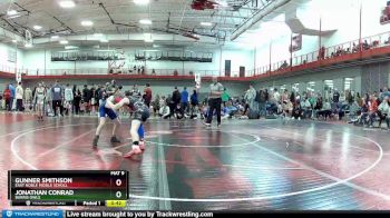 90 lbs Champ. Round 2 - Jonathan Conrad, Burris Owls vs Gunner Smithson, East Noble Middle Scholl