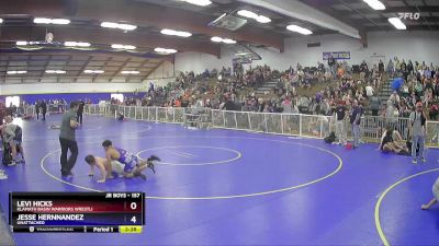 157 lbs Cons. Semi - Levi Hicks, Klamath Basin Warriors Wrestli vs Jesse Hernnandez, Unattached