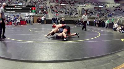 157 lbs Quarterfinal - Brock Hagewood, Prairie Heights vs Cody Cox, Norwell