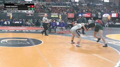 AA - 157 lbs Quarterfinal - Bode Hazlett, Butte vs Teagan Dixon, Great Falls CMR