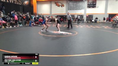 145 lbs Cons. Round 3 - Sarah Novak, Cedar Rapids Washington vs Peyten Van Dyke, Iowa City, West