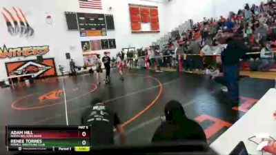 117 lbs Round 3 - Adam Hill, North Big Horn Rams vs Renee Torres, Powell Wrestling Club