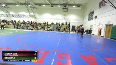 133 lbs Cons. Semi - Andrew Diaz, Victor Valley College vs Gio Urbieta, Lemoore College