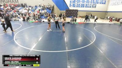 115 lbs 5th Place Match - Gracie Gardiner, Uintah Jr High Wrestling vs Akira Helprin, Wasatch Wrestling Club