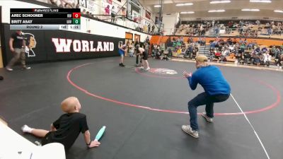 129-137 lbs Round 2 - Arec Schooner, Riverton Middle School vs Britt Asay, Lovell Middle School