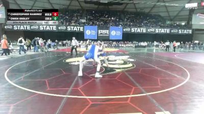 Boys 3A 132 lbs 5th Place Match - Owen Ensley, Sedro-Woolley vs Christopher Ramirez, Meadowdale