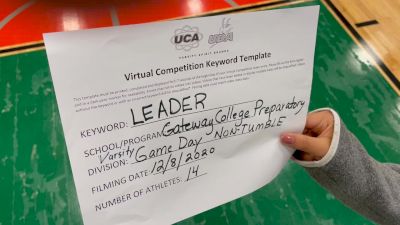 Gateway College Prepatory School [Game Day Varsity NonTumble] 2020 UCA Southwest Virtual Regional
