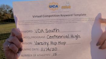 Centennial High School [Varsity - Hip Hop] 2020 UDA South Virtual Dance Challenge