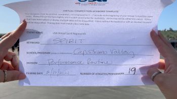 Capistrano Valley High School [High School - Performance Routine] 2021 USA Virtual Spirit Regional #3