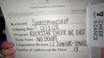 Rockstar Cheer NC East - No Doubt [Level 2 L2 Junior - Small] Varsity All Star Virtual Competition Series: Event VI