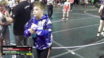 112 lbs Cons. Round 3 - Miles James, Siouxland Wrestling Academy vs Domonic Hanika, Nebraska City Wrestling Club